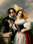 Flirtation, 1841-Miklos Barabas-Framed Stretched Canvas