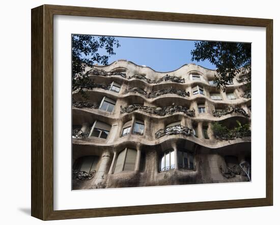 Mila House (Or La Pedrera) by Antoni Gaudi, UNESCO World Heritage Site, Barcelona, Spain-Nico Tondini-Framed Photographic Print