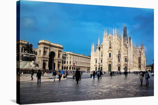 Milan Cathedral, Duomo and Vittorio Emanuele II Gallery at Piazza Del Duomo. Lombardy, Italy.-Michal Bednarek-Stretched Canvas
