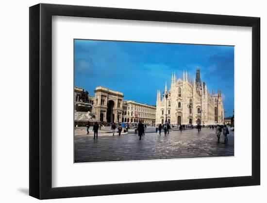 Milan Cathedral, Duomo and Vittorio Emanuele II Gallery at Piazza Del Duomo. Lombardy, Italy.-Michal Bednarek-Framed Photographic Print