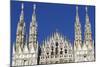 Milan Cathedral. The west facade of the Duomo. The Gothic style cathedral is dedicated to St Mary-Godong-Mounted Photographic Print