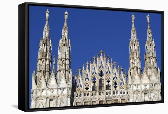 Milan Cathedral. The west facade of the Duomo. The Gothic style cathedral is dedicated to St Mary-Godong-Framed Stretched Canvas