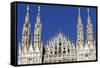 Milan Cathedral. The west facade of the Duomo. The Gothic style cathedral is dedicated to St Mary-Godong-Framed Stretched Canvas