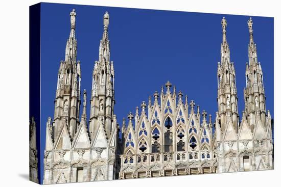 Milan Cathedral. The west facade of the Duomo. The Gothic style cathedral is dedicated to St Mary-Godong-Stretched Canvas