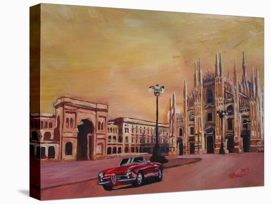 Milan Cathedral with Oldtimer Convertible Alfa Romeo-Markus Bleichner-Stretched Canvas