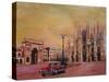 Milan Cathedral with Oldtimer Convertible Alfa Romeo-Markus Bleichner-Stretched Canvas