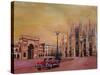 Milan Cathedral with Oldtimer Convertible Alfa Romeo-Markus Bleichner-Stretched Canvas