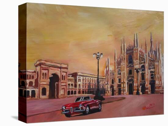 Milan Cathedral with Oldtimer Convertible Alfa Romeo-Markus Bleichner-Stretched Canvas