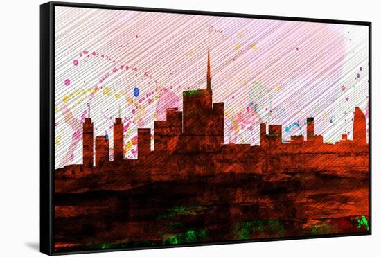 Milan City Skyline-NaxArt-Framed Stretched Canvas