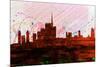 Milan City Skyline-NaxArt-Mounted Art Print