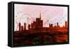Milan City Skyline-NaxArt-Framed Stretched Canvas