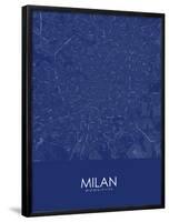 Milan, Italy Blue Map-null-Framed Poster