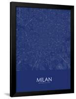 Milan, Italy Blue Map-null-Framed Poster