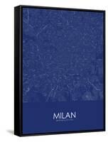 Milan, Italy Blue Map-null-Framed Stretched Canvas