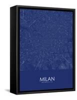 Milan, Italy Blue Map-null-Framed Stretched Canvas