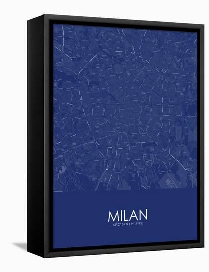 Milan, Italy Blue Map-null-Framed Stretched Canvas