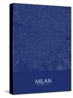 Milan, Italy Blue Map-null-Stretched Canvas