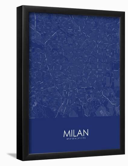 Milan, Italy Blue Map-null-Framed Poster