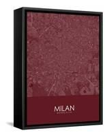 Milan, Italy Red Map-null-Framed Stretched Canvas