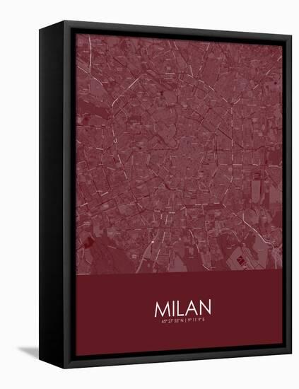 Milan, Italy Red Map-null-Framed Stretched Canvas