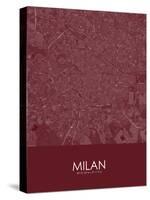 Milan, Italy Red Map-null-Stretched Canvas