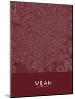 Milan, Italy Red Map-null-Mounted Poster