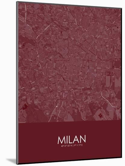 Milan, Italy Red Map-null-Mounted Poster