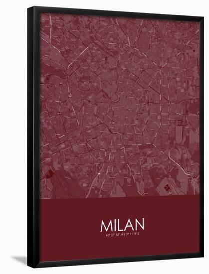 Milan, Italy Red Map-null-Framed Poster