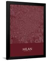 Milan, Italy Red Map-null-Framed Poster