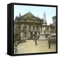 Milan (Italy), the Great Theatre of La Scala and the Monument to Leonarda Da Vinci-Leon, Levy et Fils-Framed Stretched Canvas