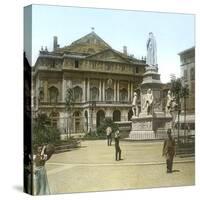 Milan (Italy), the Great Theatre of La Scala and the Monument to Leonarda Da Vinci-Leon, Levy et Fils-Stretched Canvas