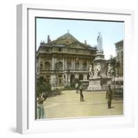 Milan (Italy), the Great Theatre of La Scala and the Monument to Leonarda Da Vinci-Leon, Levy et Fils-Framed Photographic Print