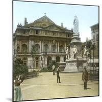 Milan (Italy), the Great Theatre of La Scala and the Monument to Leonarda Da Vinci-Leon, Levy et Fils-Mounted Photographic Print