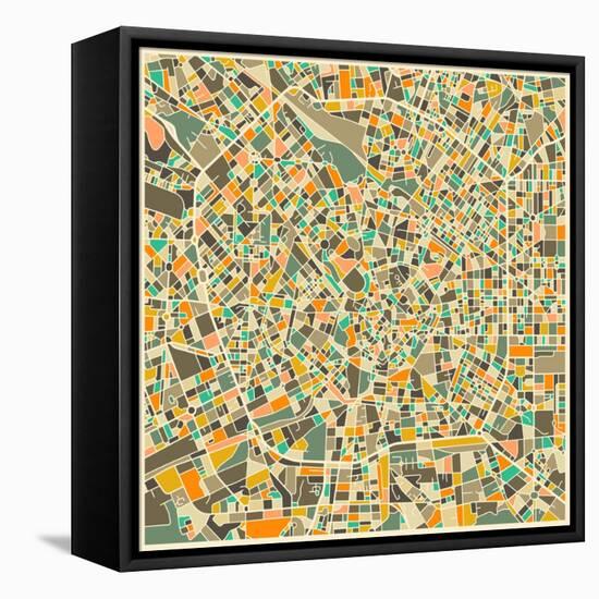 Milan Map-Jazzberry Blue-Framed Stretched Canvas