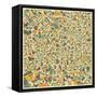 Milan Map-Jazzberry Blue-Framed Stretched Canvas