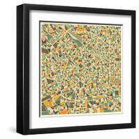 Milan Map-Jazzberry Blue-Framed Art Print