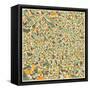 Milan Map-Jazzberry Blue-Framed Stretched Canvas