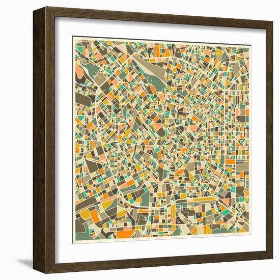 Milan Map-Jazzberry Blue-Framed Art Print