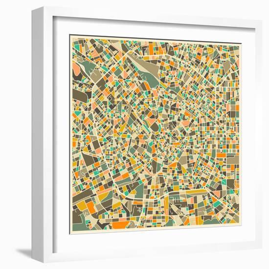 Milan Map-Jazzberry Blue-Framed Art Print