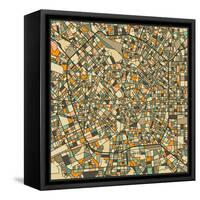 Milan Map-Jazzberry Blue-Framed Stretched Canvas