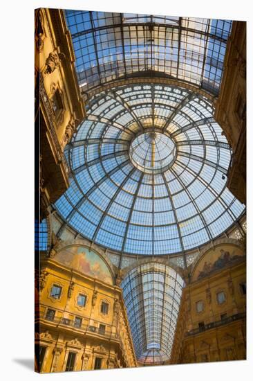 Milan, Milan Province, Lombardy, Italy. Glass dome of Galleria Vittorio Emanuele II shopping arc...-null-Stretched Canvas