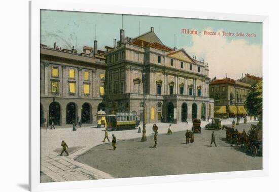 Milan - Piazza and Teatro Alla Scala. Postcard Sent in 1913-Italian Photographer-Framed Giclee Print