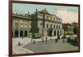 Milan - Piazza and Teatro Alla Scala. Postcard Sent in 1913-Italian Photographer-Framed Giclee Print