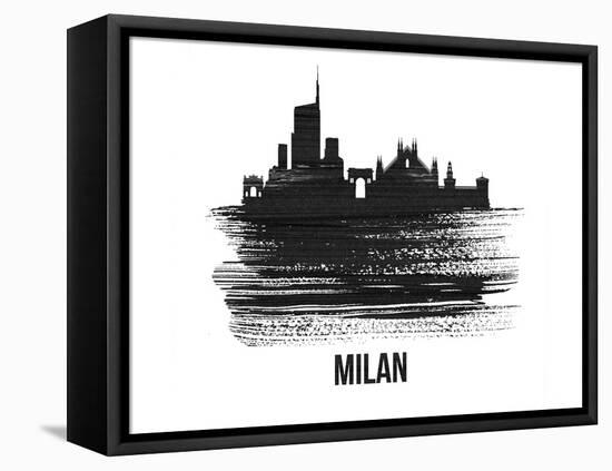 Milan Skyline Brush Stroke - Black II-NaxArt-Framed Stretched Canvas
