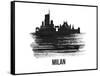 Milan Skyline Brush Stroke - Black II-NaxArt-Framed Stretched Canvas