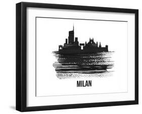 Milan Skyline Brush Stroke - Black II-NaxArt-Framed Art Print