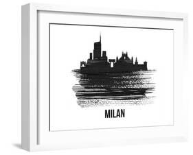 Milan Skyline Brush Stroke - Black II-NaxArt-Framed Art Print