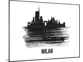 Milan Skyline Brush Stroke - Black II-NaxArt-Mounted Art Print