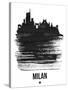 Milan Skyline Brush Stroke - Black-NaxArt-Stretched Canvas