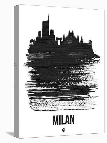 Milan Skyline Brush Stroke - Black-NaxArt-Stretched Canvas